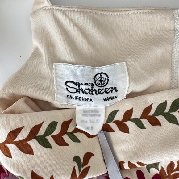 Vintage Alfred Shaheen Dress Womens small Cream Floral Maxi Hawaiian Boho 70s - Picture 10 of 11